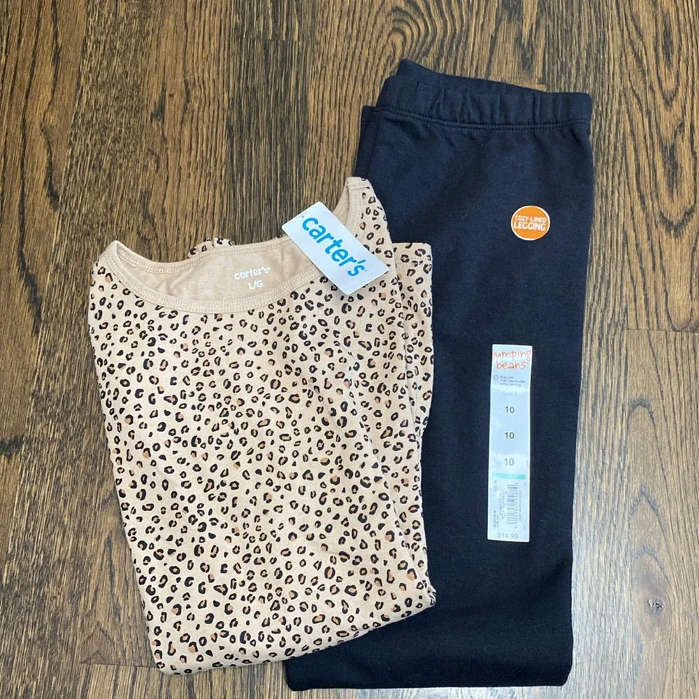 NWT Carter’s Leopard Peplum Top and Cozy Leggings 10